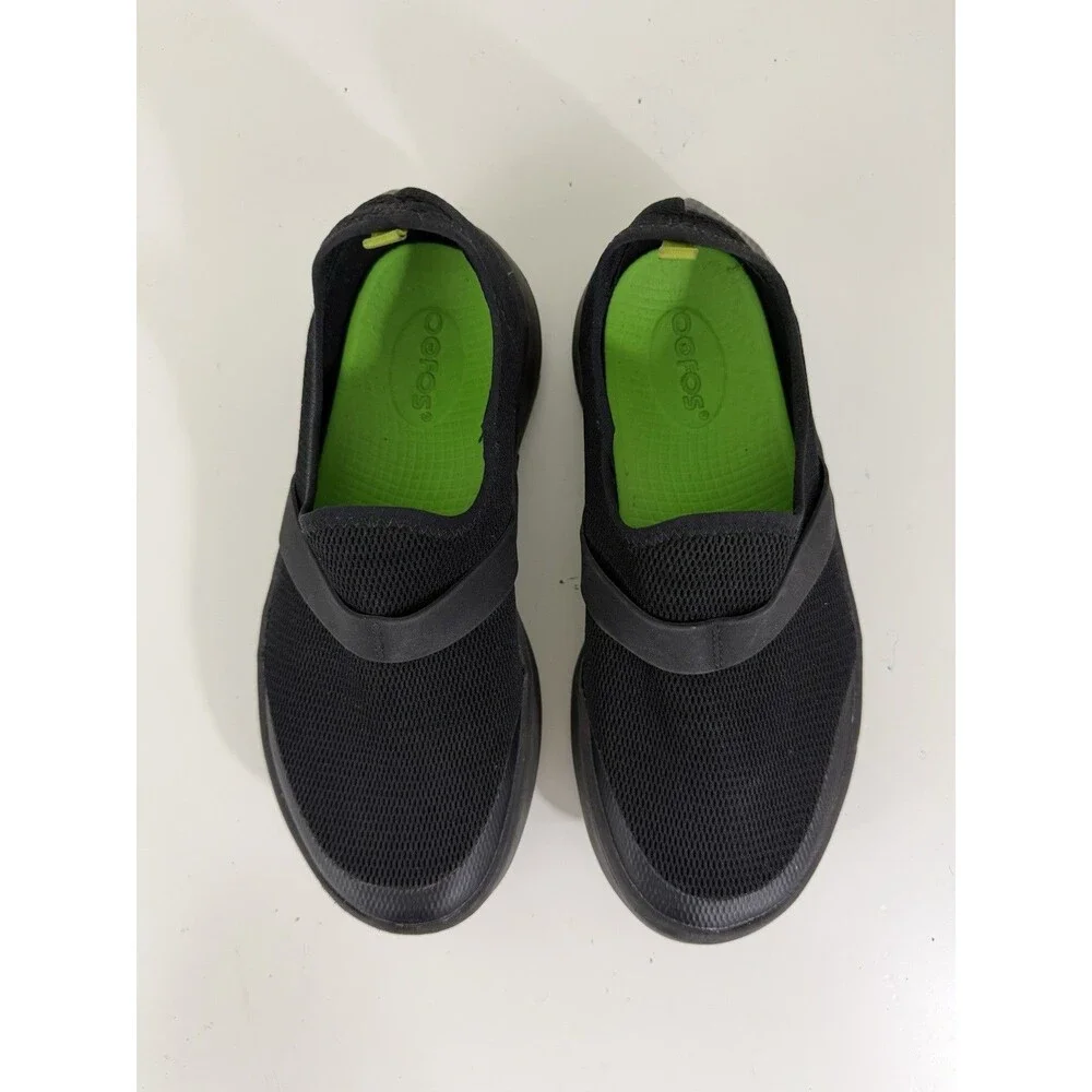 Oofos OOmg Low Shoes Slip On Black Lightweight Recovery Mesh Women's 7
